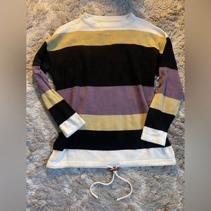 Boutique Colorblock Sweater With Drawstring Wood Cork Womens Sz XL NWOT